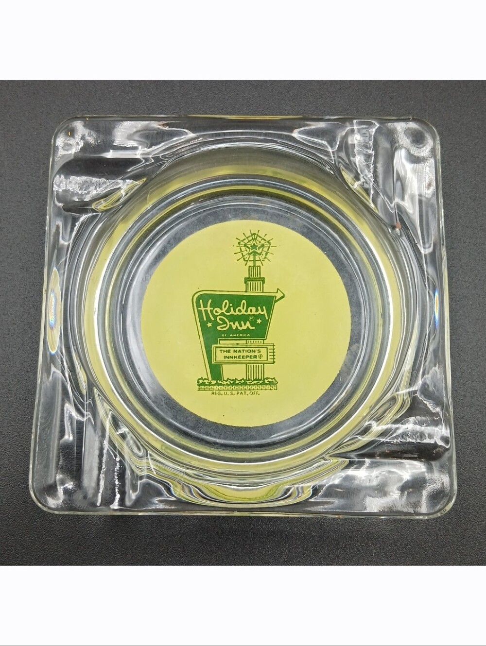 Vintage Holiday Inn Motel Hotel MCM Decorative Glass Ashtray Memorabilia